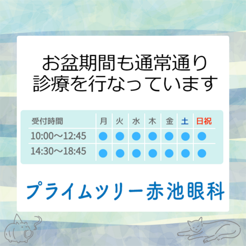 【お盆期間中も通常通り診療しています】
