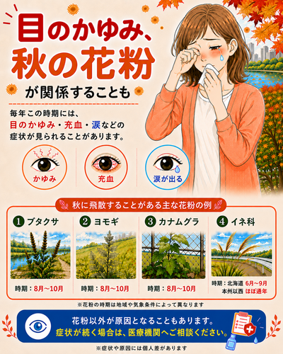 【その目の不調、秋の花粉が原因かもしれません】